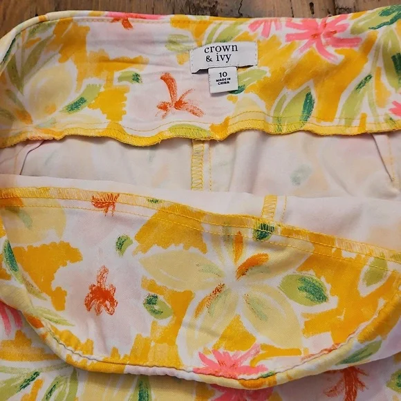 Nwot Crown & Icy Floral Yellow and Pink Women's Skort - Picture 6 of 10